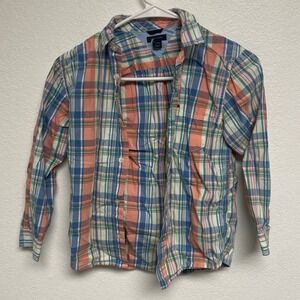 Tommy Hilfiger Kids Plaid Long Sleeve Button Up Shirt Size 7